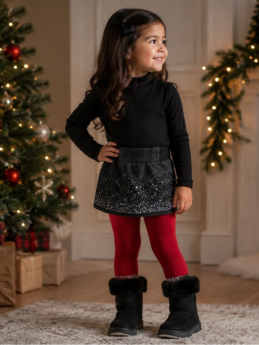 Girls Dark Grey Rhinestone Sparkle Skirt | Holiday Party